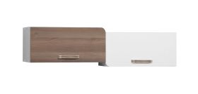 Meuble mural Bulolo 05 | Coloris blanc et noyer | 30 x 110 x 30 cm | Design moderne et chaleureux