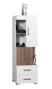 Armoire Bulolo 09 | Blanc & Noyer | 139 x 45 x 38 cm | Design moderne, rangement pratique
