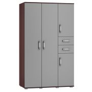 Armoire Tabubil 33 | Wenge / Gris | 200 x 120 x 60 cm | Design moderne et grand espace de rangement