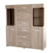 Vitrine Kikori 05, couleur : chêne Sonoma - Dimensions : 135 x 125 x 40 cm (H x L x P)