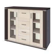 Vitrine Aitape 43, couleur : chêne Sonoma foncé / chêne Sonoma clair - Dimensions : 105 x 135 x 40 cm (H x L x P)