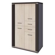 Armoire Aitape 01 | Sonoma chêne foncé / clair | 145 x 92 x 40 cm | Design moderne & grand espace de rangement