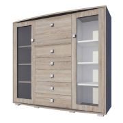 Vitrine Rabaul 03, couleur : chêne Sonoma - Dimensions : 140 x 164 x 40 cm (H x L x P)