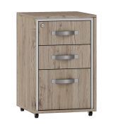 Caisson à roulettes Cianjur 18 | Chêne / Blanc | 70 x 45 x 45 cm | 3 tiroirs, design moderne