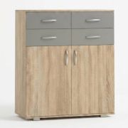 Commode Ciomas 05 | Sonoma chêne / gris | 104 x 90 x 40 cm | Rangement moderne
