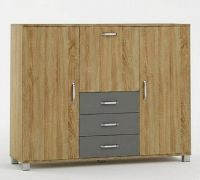 Commode Ciomas 04, couleur : Chêne de Sonoma / gris - Dimensions : 104 x 135 x 40 cm (H x L x P)