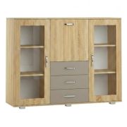 Vitrine Ciomas 02 | Sonoma chêne et gris | 104 x 135 x 40 cm | Design moderne et spacieux