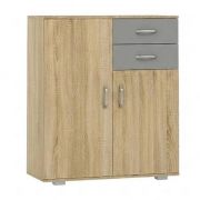 Commode Ciomas 11 | Chêne Sonoma / Gris | 104 x 90 x 40 cm | Rangement moderne et élégant