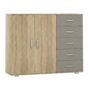Commode Ciomas 10 | Sonoma chêne / gris | 104 x 130 x 40 cm | Rangement spacieux et design contemporain