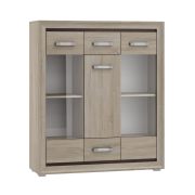 Vitrine Kundiawa 09, couleur : chêne Sonoma clair / chêne Sonoma foncé - Dimensions : 140 x 120 x 40 cm (H x L x P)