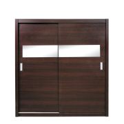 Armoire à portes coulissantes / penderie Sepatan 06, couleur : wengé - Dimensions : 210 x 150 x 60 cm (H x L x P)