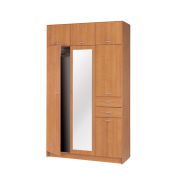 Armoire penderie Sepatan 09 | 6 portes dont 1 miroir | Erle | 220 x 130 x 55 cm