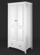 Armoire blanche Lagopus 120 | Massif en pin | 4 compartiments, 2 portes, 3 étagères, 1 grand tiroir | 200 x 80 x 60 cm
