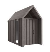 Abri de jardin gris-marron | Fenêtre triangulaire | Surface au sol : 4,50 m² | Style scandinave | Toit à deux versants | Dimensions extérieures : 162,4 x 207,7 cm | Malmö 19