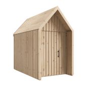 Abri de jardin en épicéa massif | Finition naturelle | Surface au sol : 4,64 m² | Style scandinave | Toit à deux versants | Dimensions extérieures : 162,4 x 285,7 cm | Malmö 29
