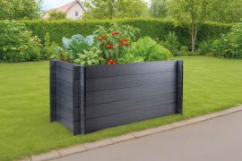 Jardinière surélevée en WPC Tina - Couleur: gris foncé, dimensions (L x B x H): 150 x 70 x 75 cm