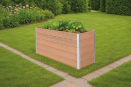 Jardinière surélevée en WPC Nina - Couleur: aspect bois, dimensions (L x B x H): 160 x 70 x 75 cm