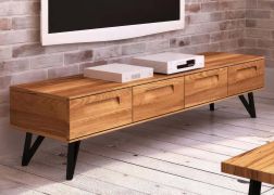 Meuble TV Masterton 17 | Bois massif de cœur de hêtre huilé | 42 x 182 x 45 cm | Design premium