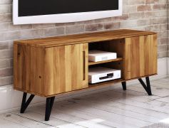 Meuble TV Masterton 20 | Chêne sauvage massif huilé | 61 x 136 x 45 cm | Design haut de gamme