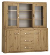 Vitrine Vanimo 15, couleur : chêne - Dimensions : 170 x 156 x 42 cm (H x L x P)