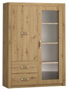 Vitrine Vanimo 16, couleur : chêne - Dimensions : 160 x 115 x 42 cm (H x L x P)