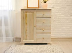 Commode en bois de pin massif naturel 050 - Dimensions 100 x 100 x 42 cm (h x l x p)