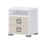 Table de nuit 07, couleur : blanc / crème - Dimensions : 50 x 44 x 37 cm (H x L x P)