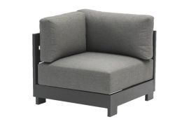 Fauteuil lounge d'angle London en aluminium - Couleur : Anthracite, Dimensions : 840 x 840 x 670 mm