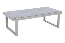 Table à café d'extérieur Verona en aluminium - couleur : aluminium gris, 1400 x 700 x 460 mm, cadre en aluminium, résistant à l'abrasion, facile d'entretien, meubles de jardin