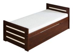 Lit enfant Milo 33 avec 2e couchage et sommier | Nussfarben / Crème | 90 x 200 cm | Montage facile