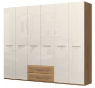Armoire penderie Gataivai 41 | Beige brillant & Noyer | 224 x 272 x 56 cm | Grand espace de rangement