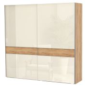 Armoire à portes coulissantes Gataivai 05 | Beige brillant & noyer | 224 x 230 x 65 cm | Soft Close