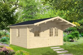 Abri de jardin Scharnock 01 avec plancher - 70 mm Maison en madriers, surface au sol : 17,6 m², Toit à deux versants