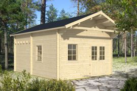 Abri de jardin Scharnock 07 avec plancher - 70 mm Maison en madriers, surface au sol : 24,1 m², Toit à deux versants