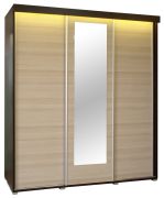 Armoire à portes coulissantes Cikupa 34 | Noyer & Orme | 210 x 200 x 65 cm | LED & miroir