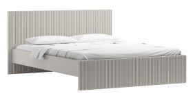 Lit une place en finition cachemire | 90 x 200 cm | Tête et pied rainurés | Sommier inclus | Style moderne | Structure stable
