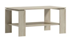 Table basse sobre, 54 x 110 x 65 cm, table de salon en chêne Sonoma, 1 compartiment de rangement, stable et durable, pieds larges, design moderne