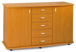 Commode Kebumen 20, couleur : aulne - Dimensions : 75 x 130 x 45 cm (H x L x P)