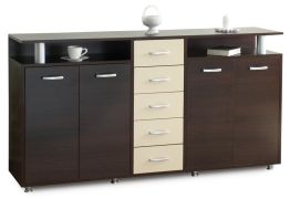 Commode Kebumen 21, couleur : wenge / Chêne de Sonoma - Dimensions : 97 x 166 x 39 cm (H x L x P)