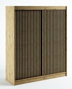 Armoire à portes coulissantes / Penderie Borgis 04B, Couleur : Chêne Artisan / Noir mat - Dimensions : 200 x 180 x 62 cm (H x L x P)