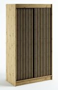 Armoire à portes coulissantes Borgis 02B | Chêne Artisan & Noir mat | 200 x 120 x 62 cm