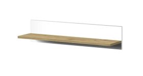 Étagère suspendue / Tablette murale Sirte 12, Couleur : Chêne / Blanc brillant - Dimensions : 17 x 80 x 18 cm (H x L x P)