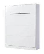 Lit escamotable vertical | sommier à lattes inclus | surface de couchage 160 x 200 cm | lit pliant | lit mural | lit double | couleur : blanc / noir | 3 étagères | Nalut 10