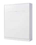 Lit escamotable vertical | sommier à lattes inclus | surface de couchage 160 x 200 cm | lit pliant | lit mural | lit double | couleur : blanc | 3 étagères | Nalut 10