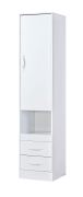 Armoire | Couleur : blanc | 50 x 50 x 225 cm | Poignées en métal | 1 porte | 2 tiroirs | 4 étagères | 5 compartiments | Nalut 02