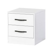 Table de chevet | Table de nuit | Meuble de chevet | 50 x 50 x 55 cm | Couleur : blanc / noir | 2 tiroirs | Poignées en métal | Nalut 05