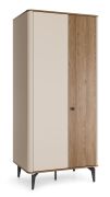 Armoire | Noyer/Cachemire | 88 x 52 x 190 cm | Armoire 2 portes | Chants ABS | 2 portes | 2 barres de penderie | 5 étagères | Belladere 01