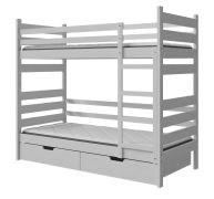 Lit d'enfant / lit superposé Milo 19 incl. 2 sommiers à lattes et 2 tiroirs, en blanc, pin massif, surface de couchage : 80 x 190 cm, divisible