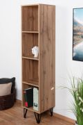Étagère Atule 10 | Finition chêne | 164 x 35 x 35 cm | 4 compartiments ouverts | Style industriel