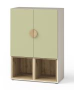 Commode Maräne 06, couleur : cachemire / chêne Artisan / vert - Dimensions : 117 x 80 x 40 cm (H x L x P)
